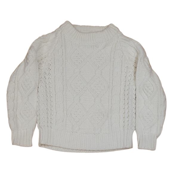 Vintage White Chunky Cable Knit Kids Sweater Size Small 4/5 Made in USA - Picture 1 of 8